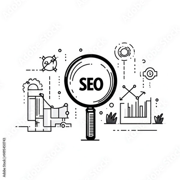 Fototapeta SEO optimization strategy, data analysis, growth