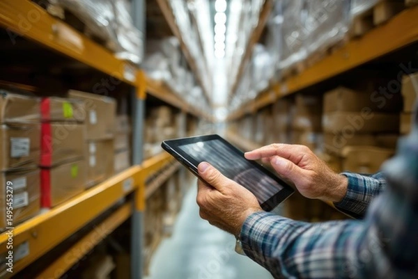 Obraz Tablet with RFID tracking in inventory zone