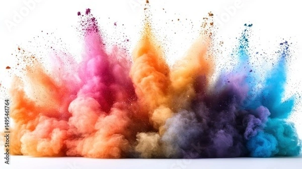 Fototapeta Explosion of Vibrant Colors Unleashing a Symphony of Hues on a White Canvas