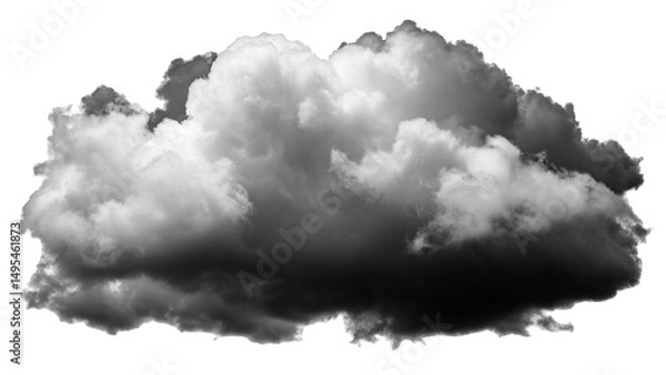 Fototapeta Dark Dramatic Storm Cloud Isolated on Transparent Background with High Contrast Detail for Weather and Design Use.
