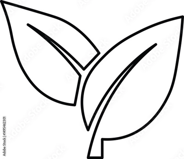 Fototapeta Two leaves icon. Leaf icon with two leaves. Leaf symbol. icon of two leaves. Green eco logo
