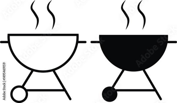 Fototapeta Grill icon set. Fire Pit Icons Vectors set
