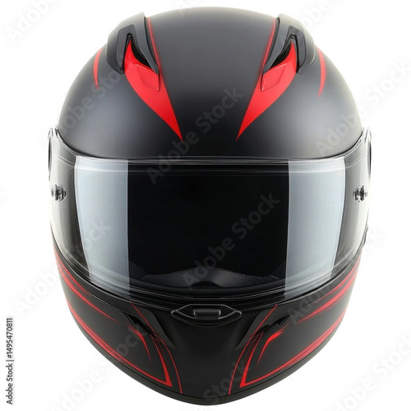 Obraz Isolated Black Motorcycle Helmet with Red Accents
