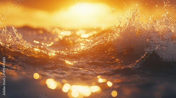 Fototapeta A breathtaking ocean wave crashes under a clear blue sky, showcasing the raw power and beauty of nature. Vibrant colors highlight the movement of the water, symbolizing energy and freedom.