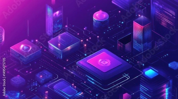 Obraz Cyberpunk Cityscape: A Futuristic Digital Metropolis