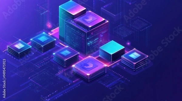 Obraz Digital Data Server Network:  Advanced Computing Infrastructure,  Cybersecurity, and Cloud Technology