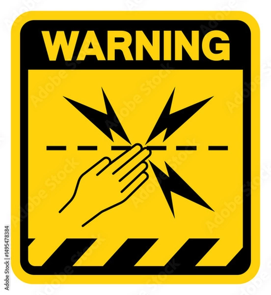 Fototapeta Electric Fencing Warning Sign, Vector Illustration, Isolate On White Background Label. EPS10