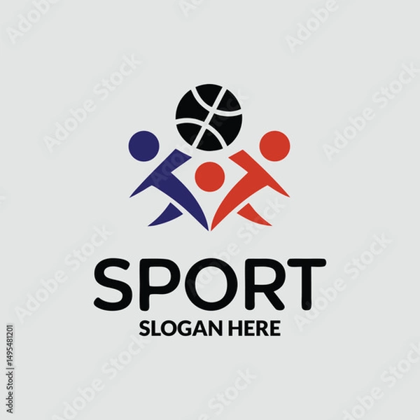 Obraz Abstract Basketball Sport Logo Design with Team Players