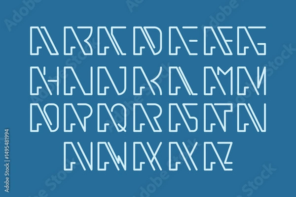 Fototapeta A set of abstract logos of the letter A combined with the alphabet letters, abstract logos of the alphabet letters with line style