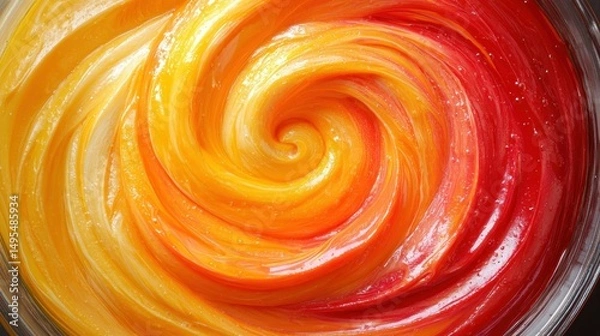 Fototapeta Abstract swirling viscous texture with a gradient from yellow to orange to red