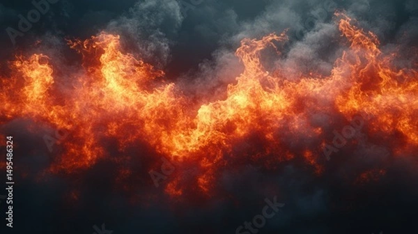 Fototapeta Blazing Inferno: A Fiery Landscape of Intense Heat and Dark Hues Abstract