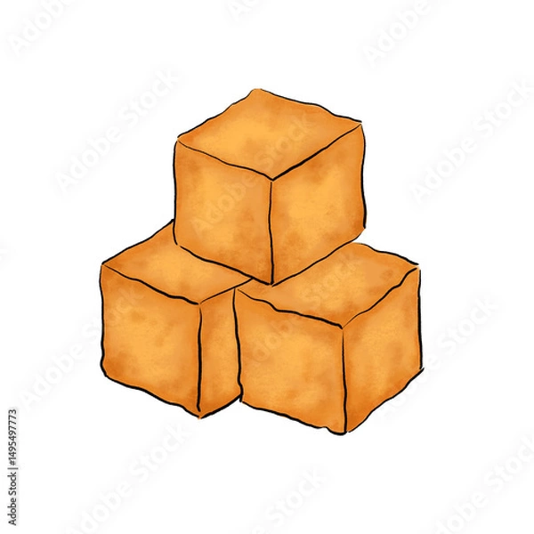 Obraz Fried Tofu Illustration on White background