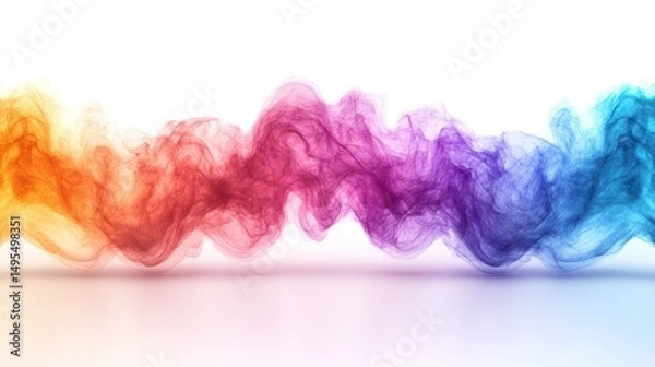 Fototapeta Abstract Smoke Flowing with Gradient Colors on a White Background