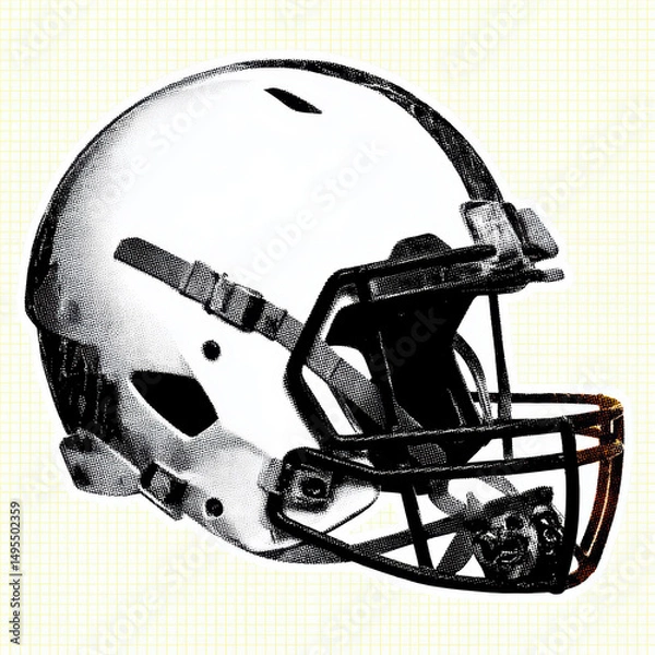 Obraz American football helmet in halftone style with pop art effect on grid background