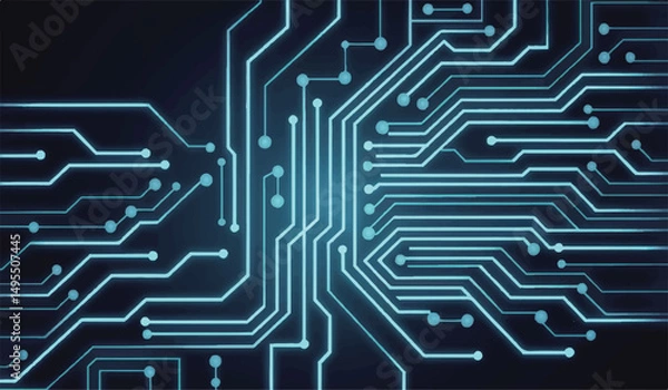 Obraz  Blue Circuit Board: High-Tech Design for Electronics & Technology Projects, ai technology 