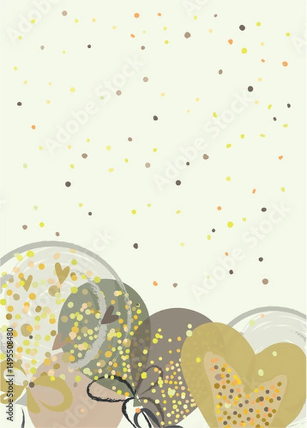 Fototapeta Happy birthday with gold confetti and balloons 10