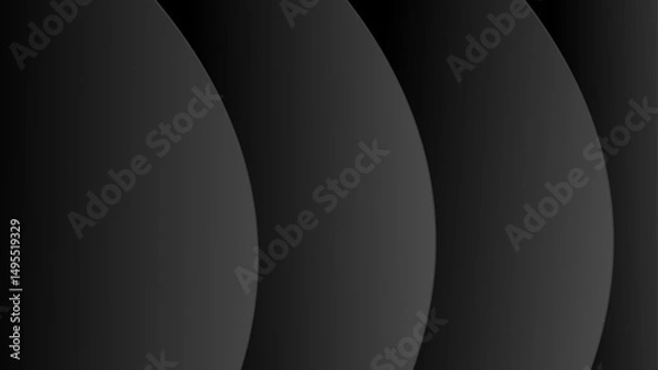 Fototapeta An abstract black background.  Black background with discs and shadows. A black 3d frame with copy space.