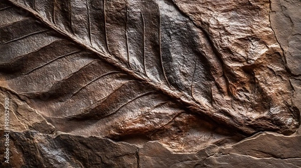 Fototapeta Remarkable Fossil Specimen of an Ancient Leaf Imprint