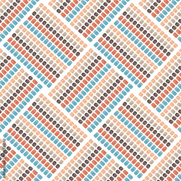 Fototapeta Seamless abstract pattern. Multicolored watercolor brushstrokes. Rectangles of strokes. Perfect for your design of bed linen, tablecloth and other basic textiles