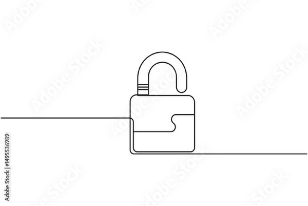 Obraz Lock icon minimalist style single line art isolated vector drawing