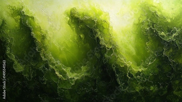 Fototapeta Lush Green Tones Flowing in an Abstract Composition with a Textured Feel