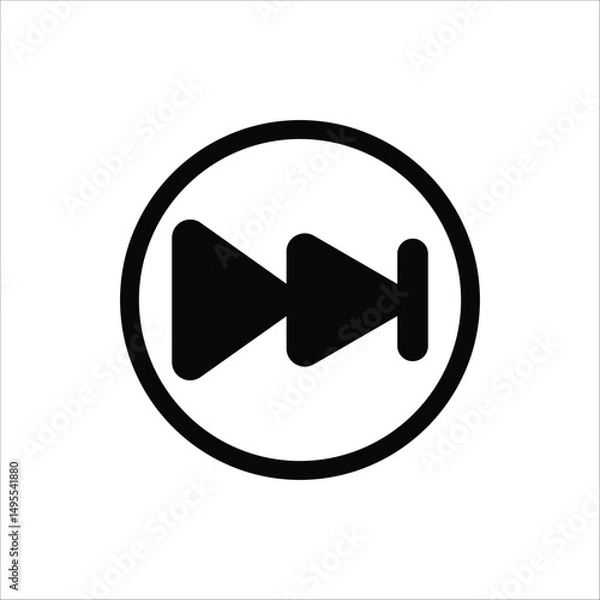 Obraz Double arrow glyph icon. Forward button symbol. Navigation pointer, indicator. Vector illustration isolated on white background.	