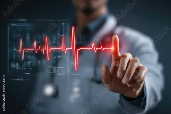 Obraz Cardiologist highlighting abnormalities in pulse wave