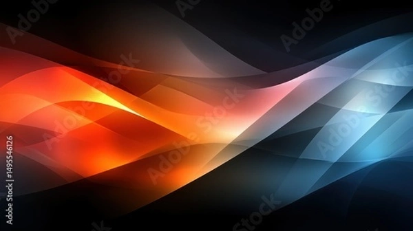 Fototapeta Abstract luminous background with layered wavy shapes, showcasing vibrant gradients