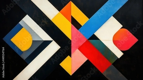 Fototapeta Dynamic interplay of geometric forms and vibrant colors in abstract symmetry