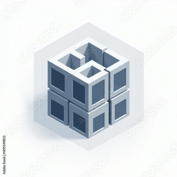 Fototapeta Abstract geometric cube design modern architecture minimalist style intriguing structure