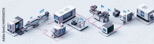 Fototapeta A smart factory with IoTconnected machines optimizing production efficiency in realtime