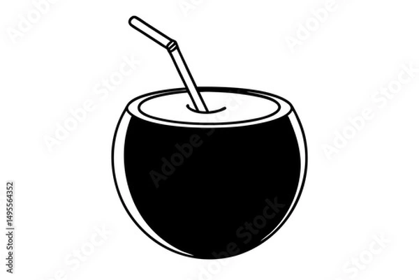 Fototapeta coconut drink  silhouette