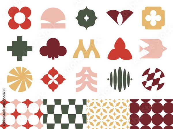 Obraz 和の配色のアイコンとシンボルとパターン素材