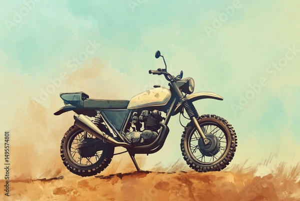 Obraz Vintage motorbikes on the road and beach for a fast ride