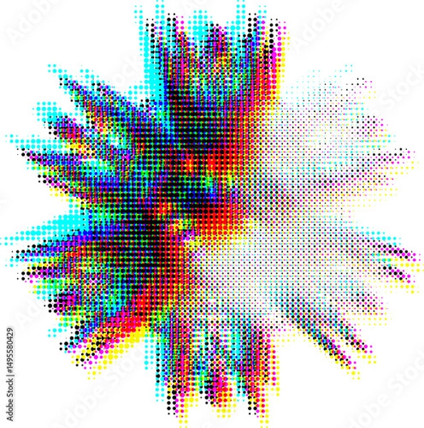 Obraz Dot mandala with multiple colored outlines and a dedicated sector for copying text. Vector.