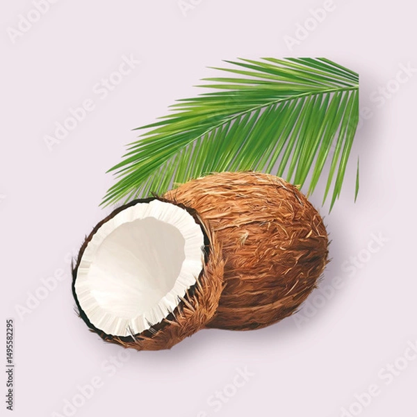 Obraz coconut on white background