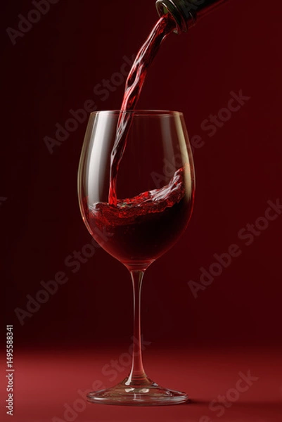 Fototapeta Pouring ruby red wine into a crystal clear glass, a toast to refined taste and sophisticated moments