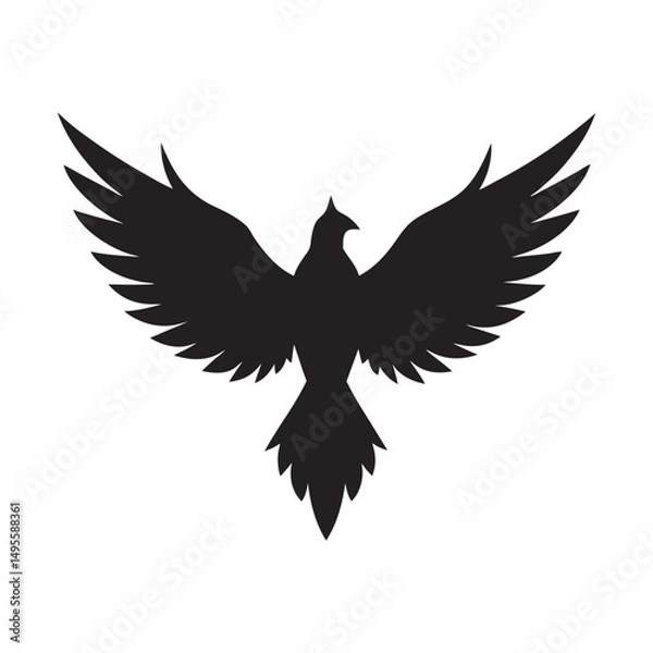 Obraz Bird silhouette with wings on white background