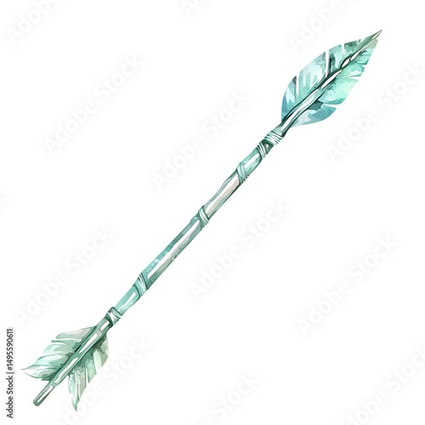 Obraz Artistic Arrow with Spontaneous Freeform Lines in Green Isolated on Transparent Background