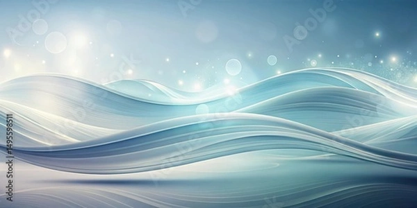 Fototapeta Serene Blue Abstract Waves with Glimmering Lights and Smooth Curves Ideal for Backgrounds and Designs