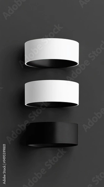 Obraz Three Blank Wristbands on a Gray Background