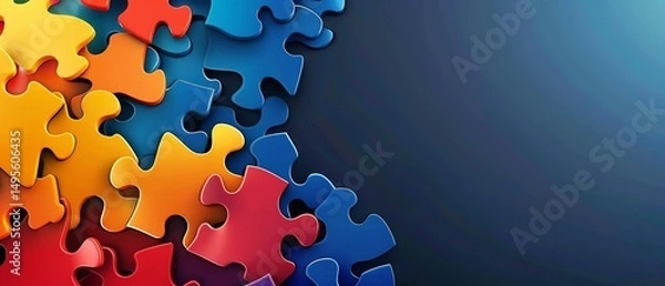 Fototapeta On April 2 World Autism Awareness Day, a banner card greeting card poster with plenty space against dark backdrop, Generative AI.