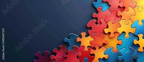 Fototapeta On April 2 World Autism Awareness Day, a banner card greeting card poster with plenty space against dark backdrop, Generative AI.