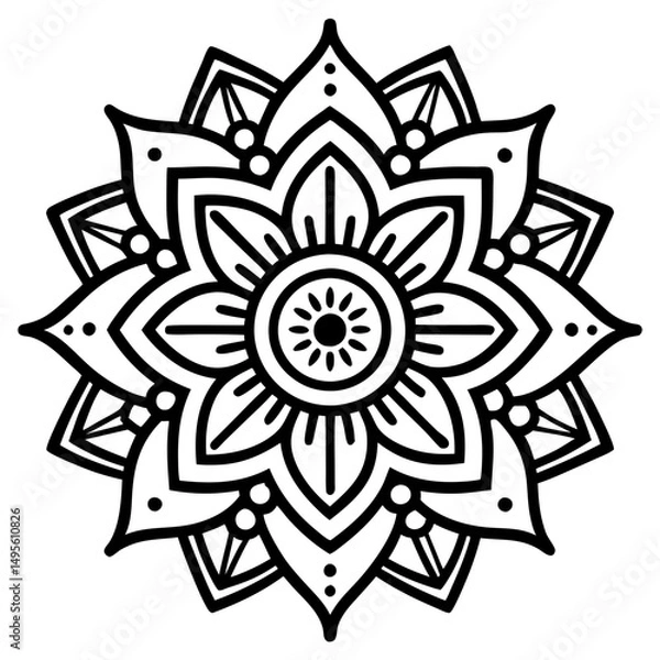 Obraz Classic Indian mandala pattern line illustration