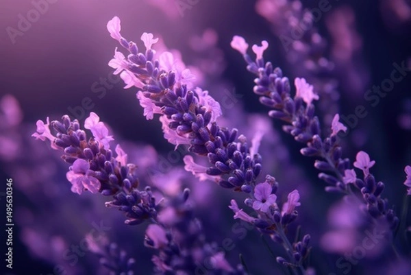 Fototapeta Close up of lavender flowers in bloom for aromatherapy and relaxation use