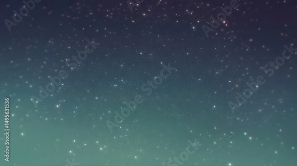 Fototapeta Falling stars moving through a dreamy night sky with clouds and a glowing cosmic background
