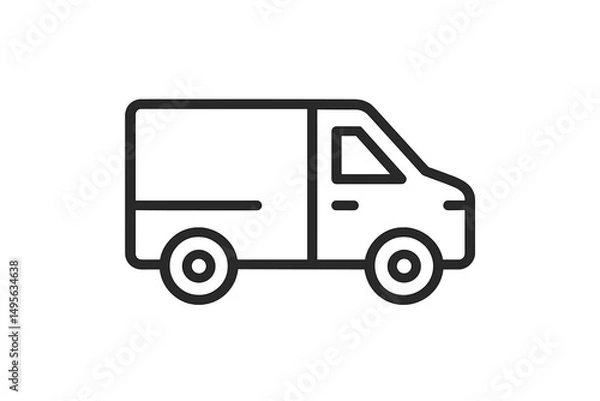 Fototapeta Delivery van parked on a city street during daytime with clear skies and busy pedestrian activity