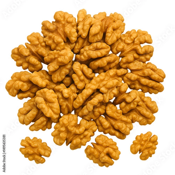 Obraz A pile of walnuts isolated on black background healthy snack food