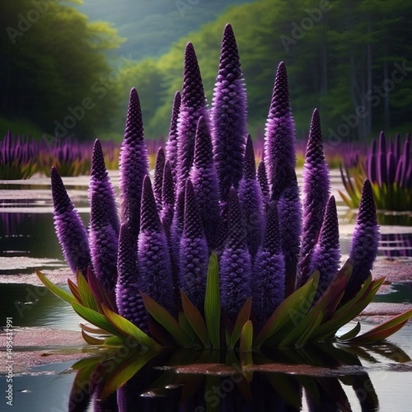 Fototapeta Pickerelweed Clusters in shallow wetlands
