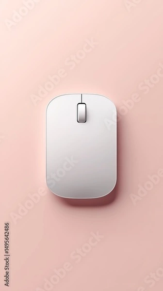 Obraz White Computer Mouse on Pink Background